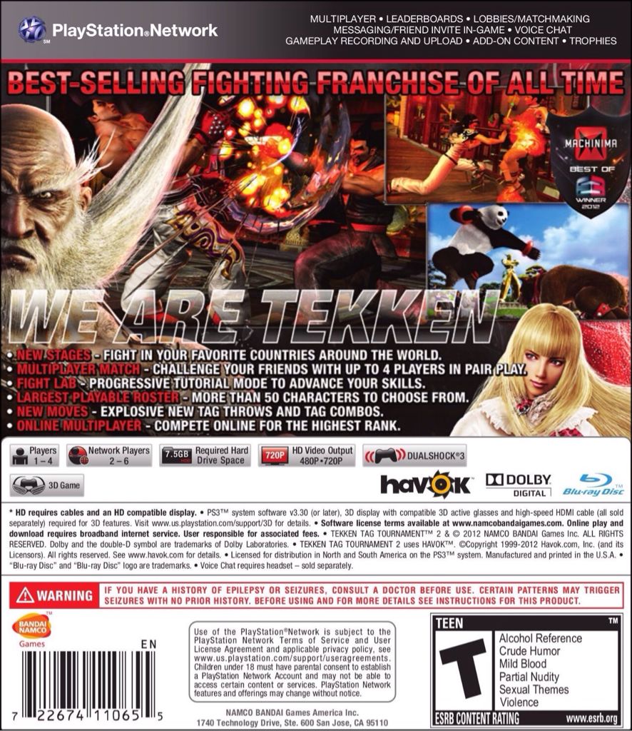 Tekken Tag Tournament - Sony PlayStation 3 (PS3) (Badai Namco Games) video game collectible [Barcode 3391891964029] - Main Image 2