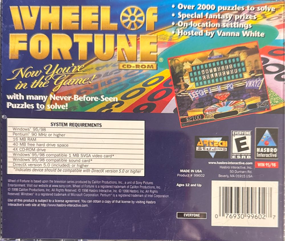 Wheel of Fortune (PC) - PC (Hasbro) video game collectible [Barcode 076930996027] - Main Image 2
