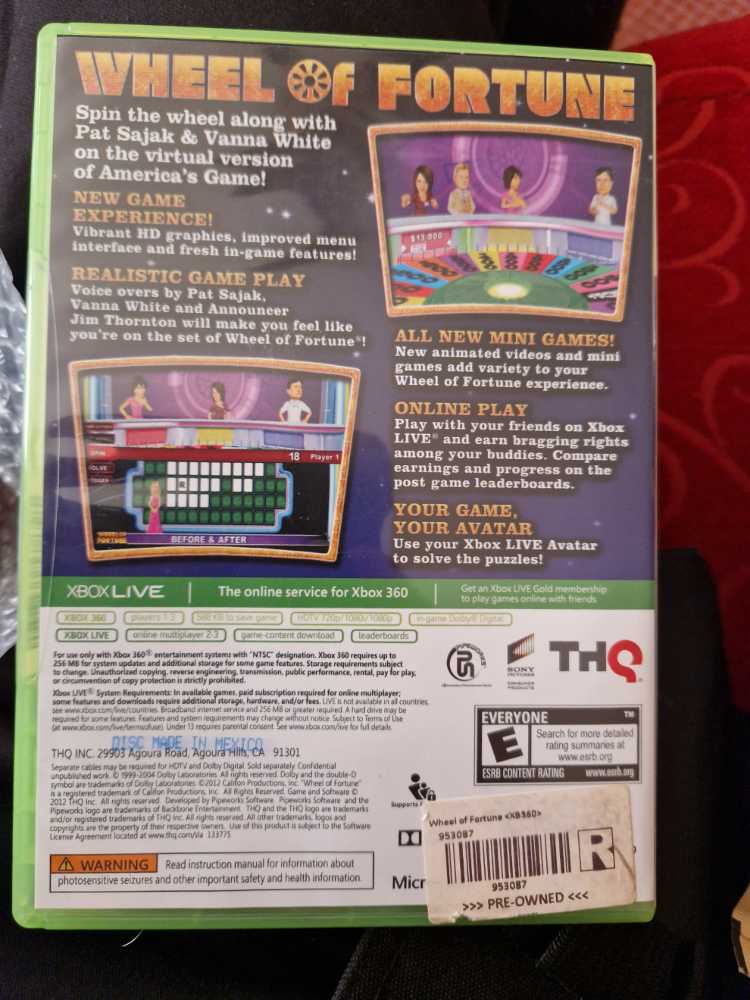 Wheel of Fortune - Microsoft Xbox Live Arcade (XBLA) (THQ - 3) video game collectible [Barcode 752919554999] - Main Image 3