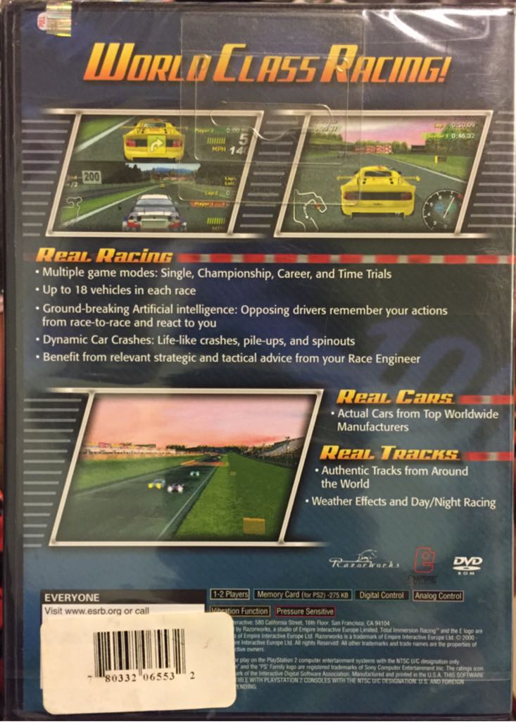 Total Immersion Racing - Sony PlayStation 2 (PS2) (Empire Interactive - 2) video game collectible [Barcode 020626715980] - Main Image 2