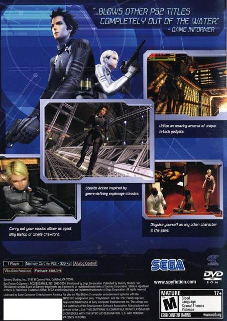 Spy Fiction - Sony PlayStation 2 (PS2) (Sammy Studios - 1) video game collectible [Barcode 010086630725] - Main Image 2
