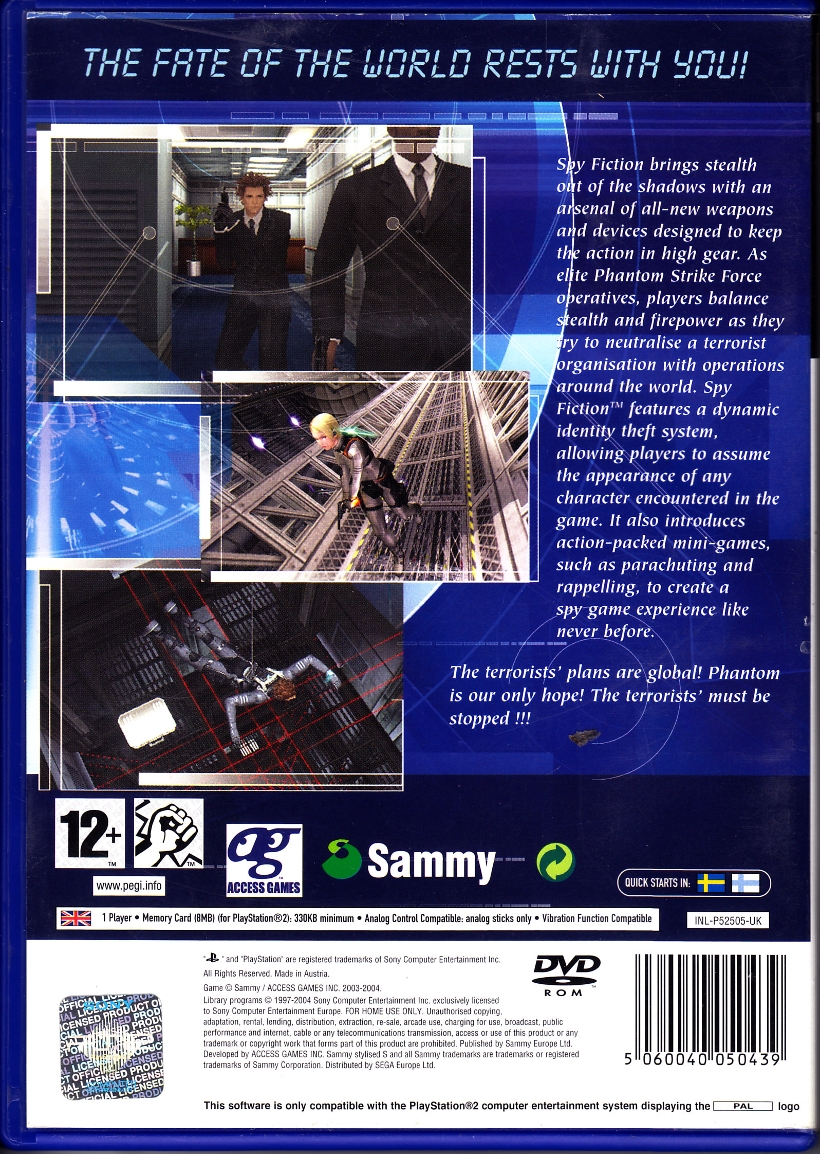 Spy Fiction - Sony PlayStation 2 (PS2) (Sammy - 1) video game collectible [Barcode 5060040050439] - Main Image 2