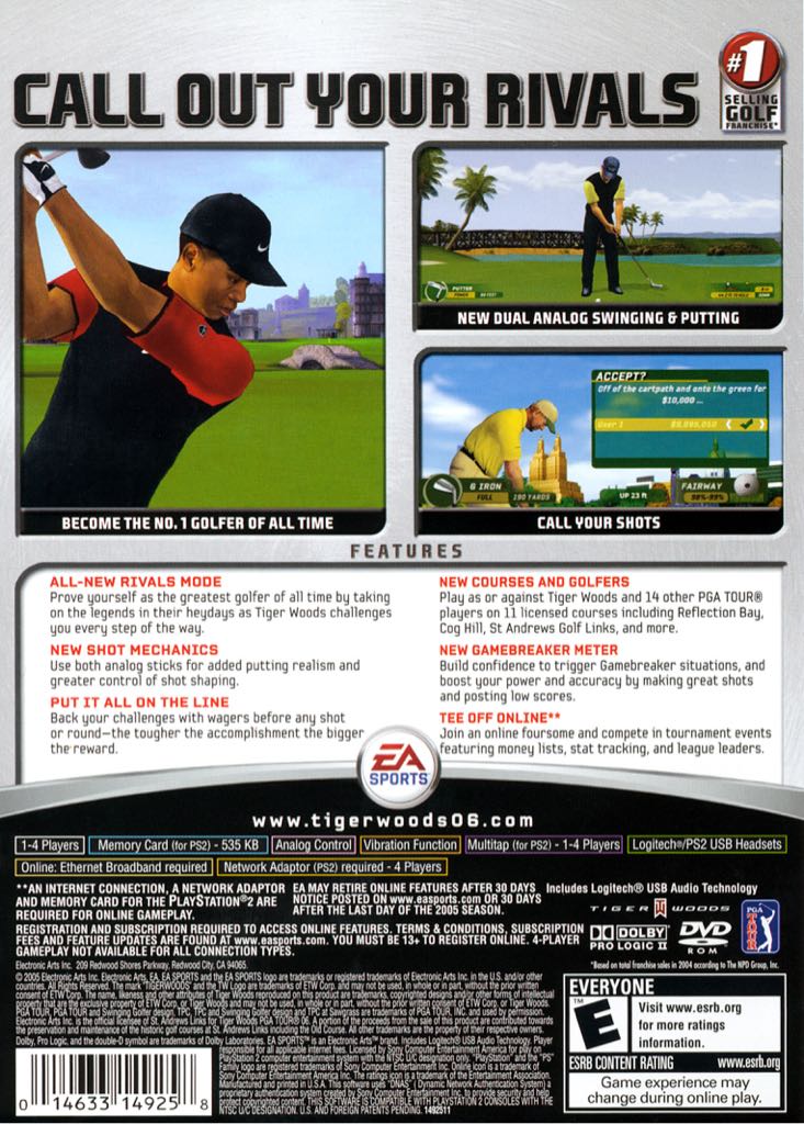 Tiger Woods PGA Tour 06 - Sony PlayStation 2 (PS2) ((EA) Electronic Arts - 1-4) video game collectible [Barcode 5030945045465] - Main Image 2