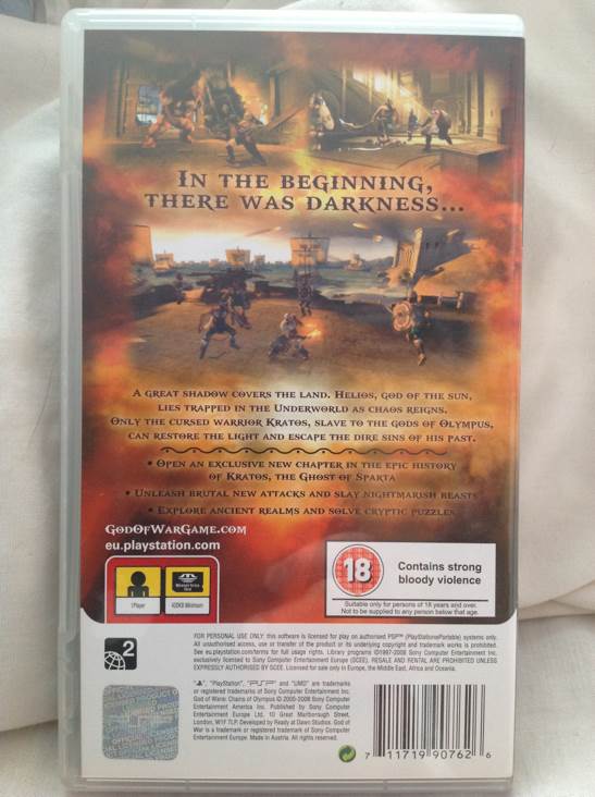 God of War: Chains of Olympus - Sony PlayStation Portable (PSP) (Sony Computer Entertainment - 1) video game collectible [Barcode 711719907626] - Main Image 2