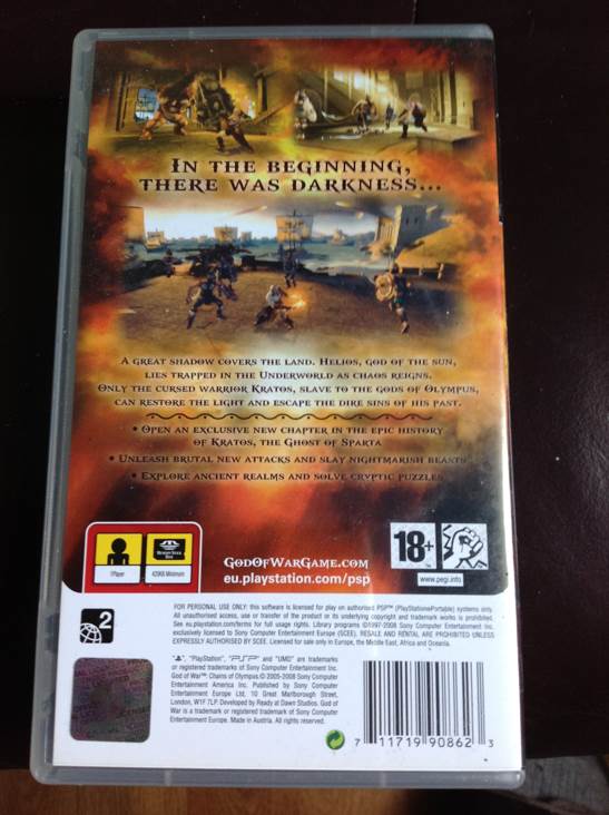 God of War: Chains of Olympus - Sony PlayStation Portable (PSP) (Sony) video game collectible [Barcode 711719908623] - Main Image 2