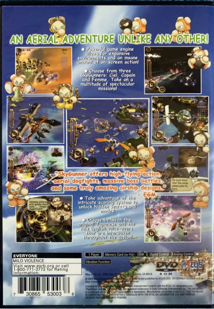 Sky Gunner - Sony PlayStation 2 (PS2) (Atlus - 1) video game collectible [Barcode 730865530038] - Main Image 2