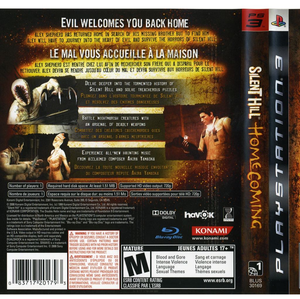 Silent Hill Homecoming PS3 - Sony PlayStation 3 (PS3) (Konami - 1) video game collectible [Barcode 4012927050774] - Main Image 2