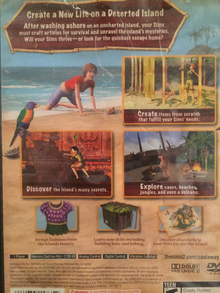 The Sims 2: Castaway - Sony PlayStation 2 (PS2) ((EA) Electronic Arts - 1) video game collectible [Barcode 014633157352] - Main Image 2