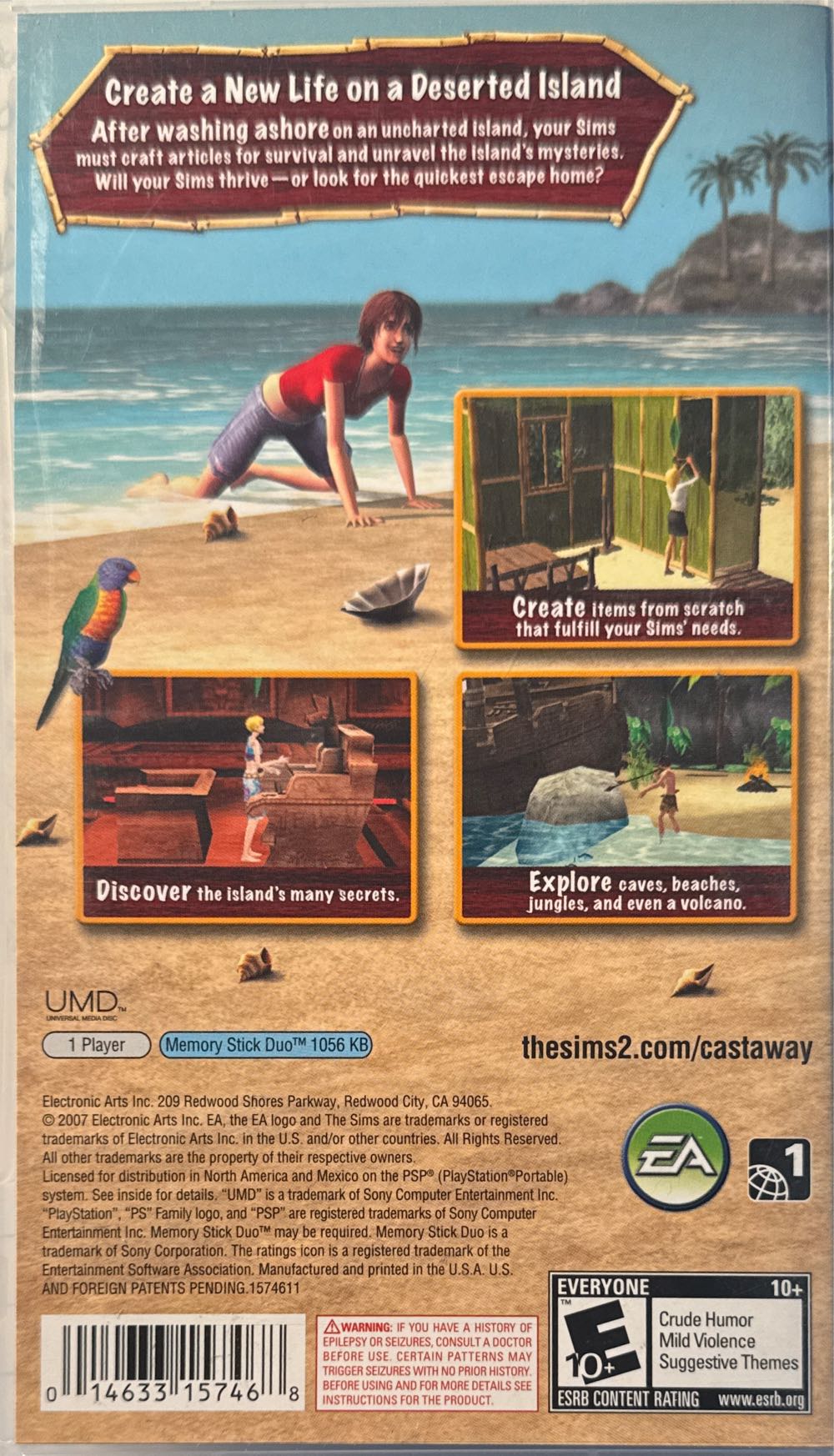 The Sims 2 Castaway - Sony PlayStation Portable (PSP) ((EA) Electronic Arts - 1) video game collectible [Barcode 014633157468] - Main Image 2