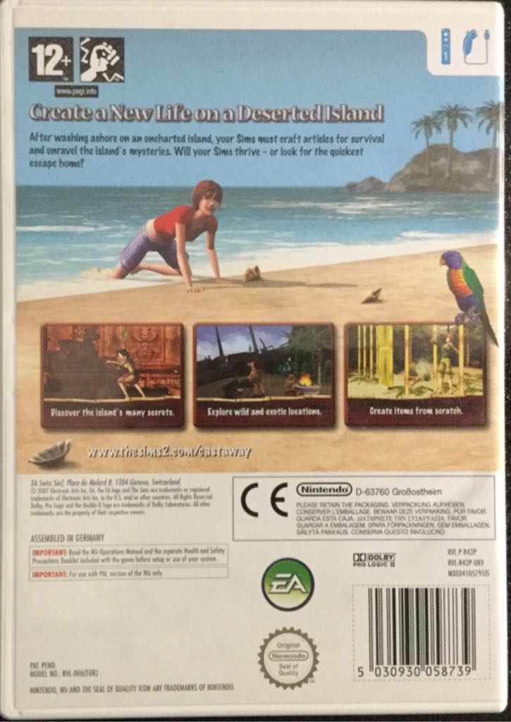 The Sims 2: Castaway - Nintendo Wii (EA - 1) video game collectible [Barcode 5030930058739] - Main Image 2