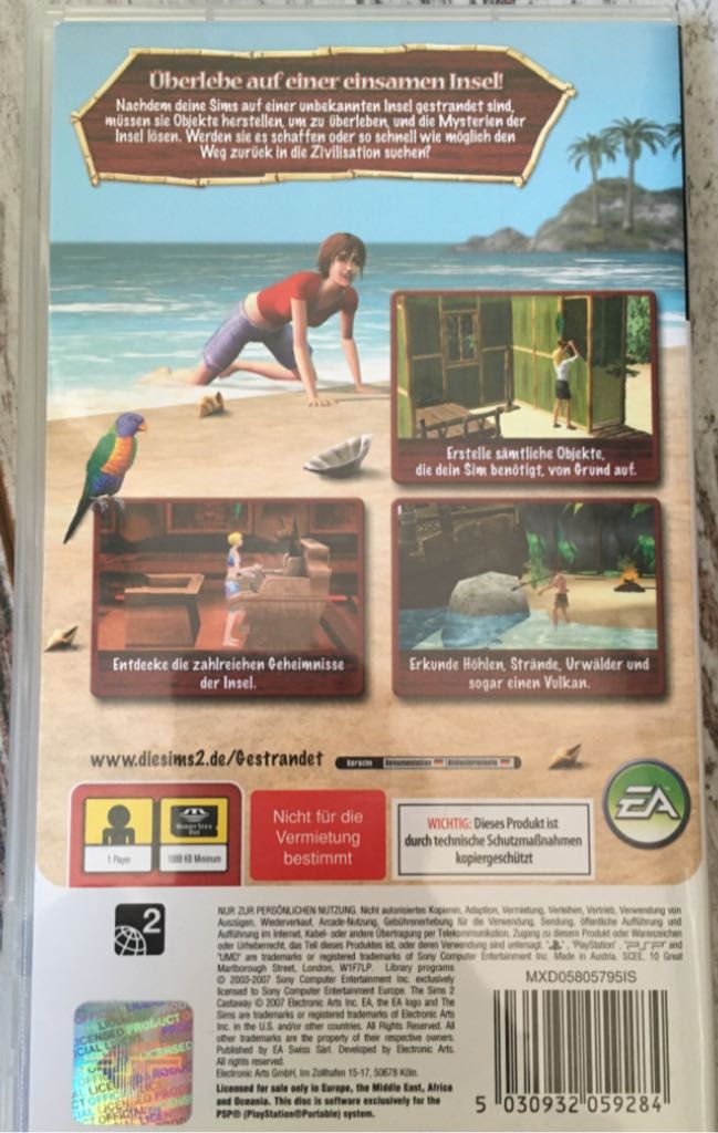 The Sims 2: Castaway - Sony PlayStation Portable (PSP) (Electronic Arts - 1) video game collectible [Barcode 5030932059284] - Main Image 2