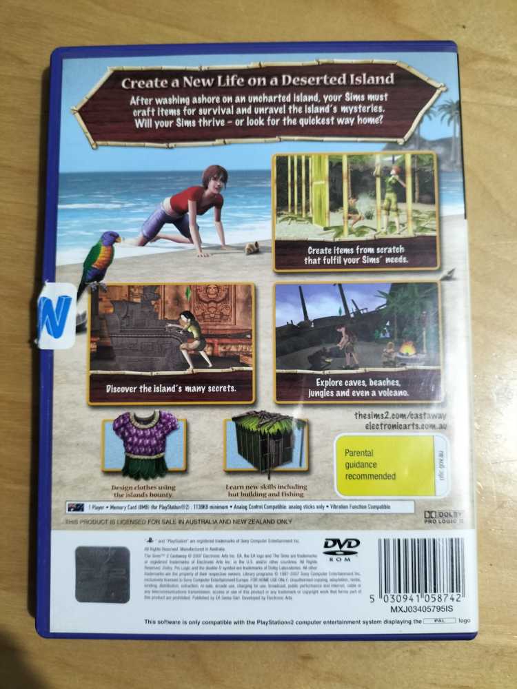 The Sims 2: Castaway - Sony PlayStation 2 (PS2) (WB Games - 1) video game collectible [Barcode 5030941058742] - Main Image 2