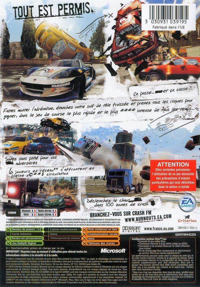 Burnout 3: Takedown - Microsoft Xbox (Electronic Arts/EA Games - 2) video game collectible [Barcode 5030930039196] - Main Image 2