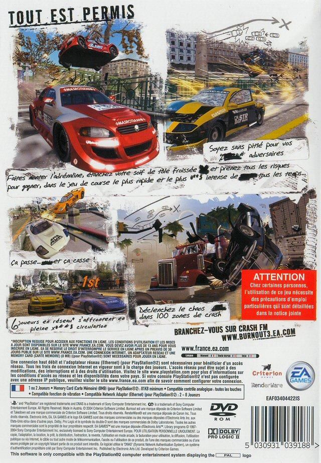 Burnout 3: Takedown - Sony PlayStation 2 (PS2) (Electronic Arts - 1) video game collectible [Barcode 5030931046322] - Main Image 2