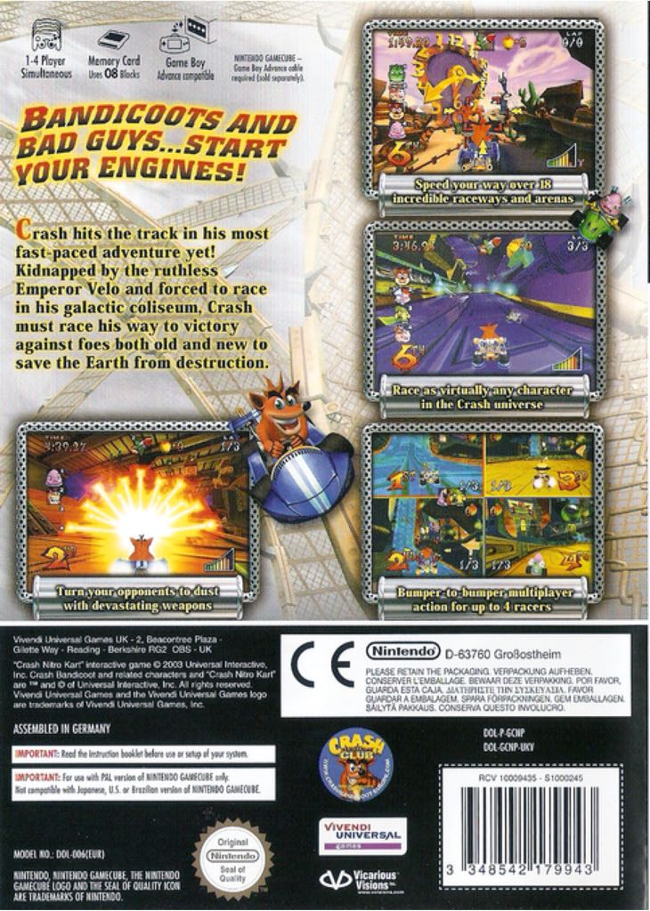 Crash: Nitro Kart. - Nintendo GameCube (Universal Interactive - 1-4) video game collectible [Barcode 3348542179950] - Main Image 2