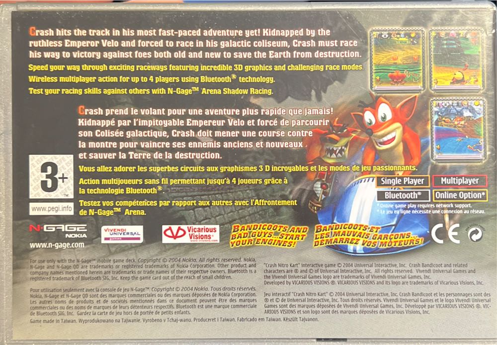 Crash Nitro Kart - Nokia N-Gage (Naughty Dog - 1) video game collectible [Barcode 6417182321429] - Main Image 2