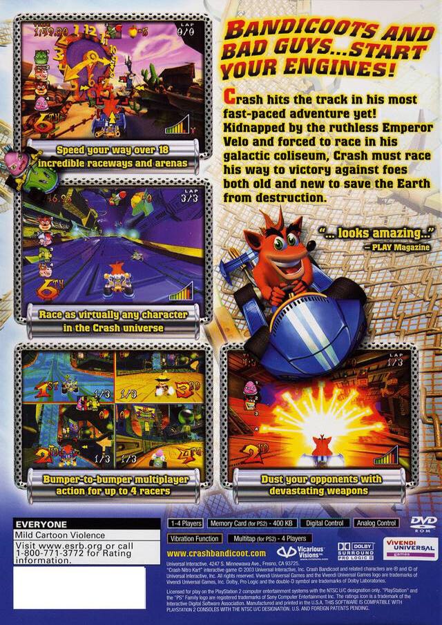 Crash Nitro Kart - Sony PlayStation 2 (PS2) (Universal Interactive - 2) video game collectible - Main Image 2