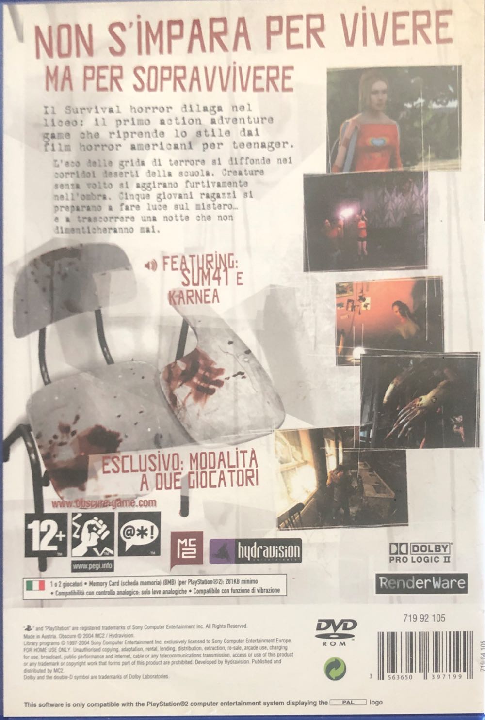 Obscure - Sony PlayStation 2 (PS2) (Ps3 Games - 1-2) video game collectible [Barcode 3563650397199] - Main Image 2