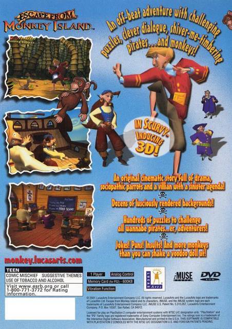 Escape From Monkey Island - Sony PlayStation 2 (PS2) (LucasArts - 1) video game collectible [Barcode 023272998349] - Main Image 2