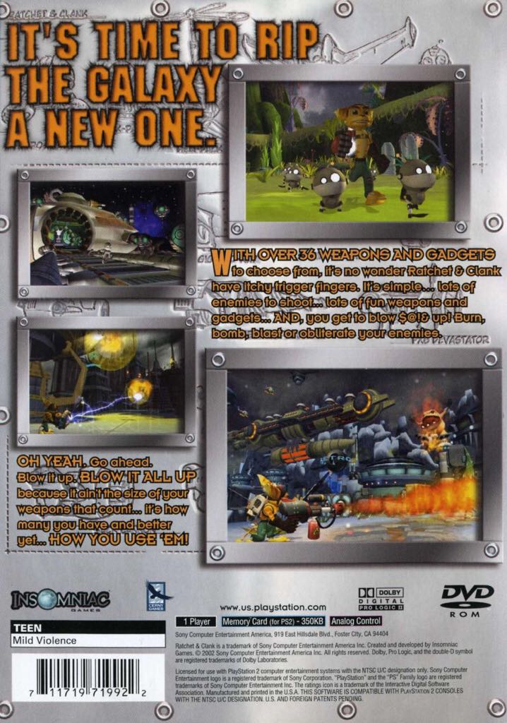 Ratchet and Clank - Sony PlayStation 2 (PS2) (Sony Computer Entertainment - 1) video game collectible - Main Image 2