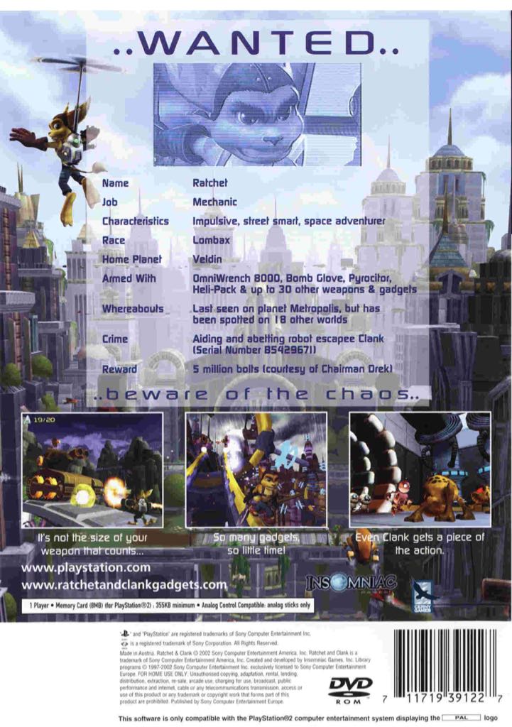 Ratchet and Clank - Sony PlayStation 2 (PS2) video game collectible - Main Image 2