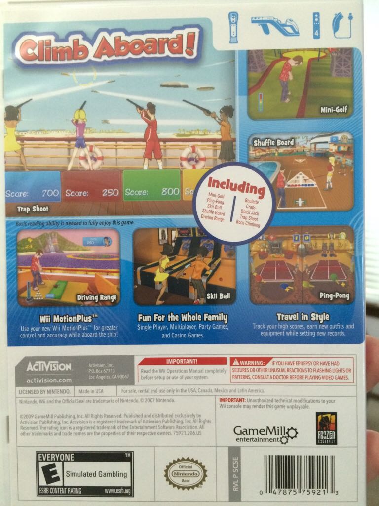 Cruise Ship Vacation Games - Nintendo Wii (Activision - 1-4) video game collectible [Barcode 047875759213] - Main Image 2