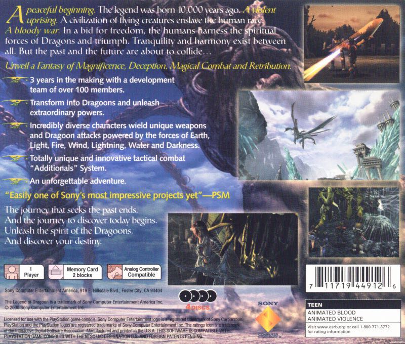 The Legend of Dragoon Jap - Sony PlayStation (SCEJ - 1) video game collectible [Barcode 4948872101196] - Main Image 2