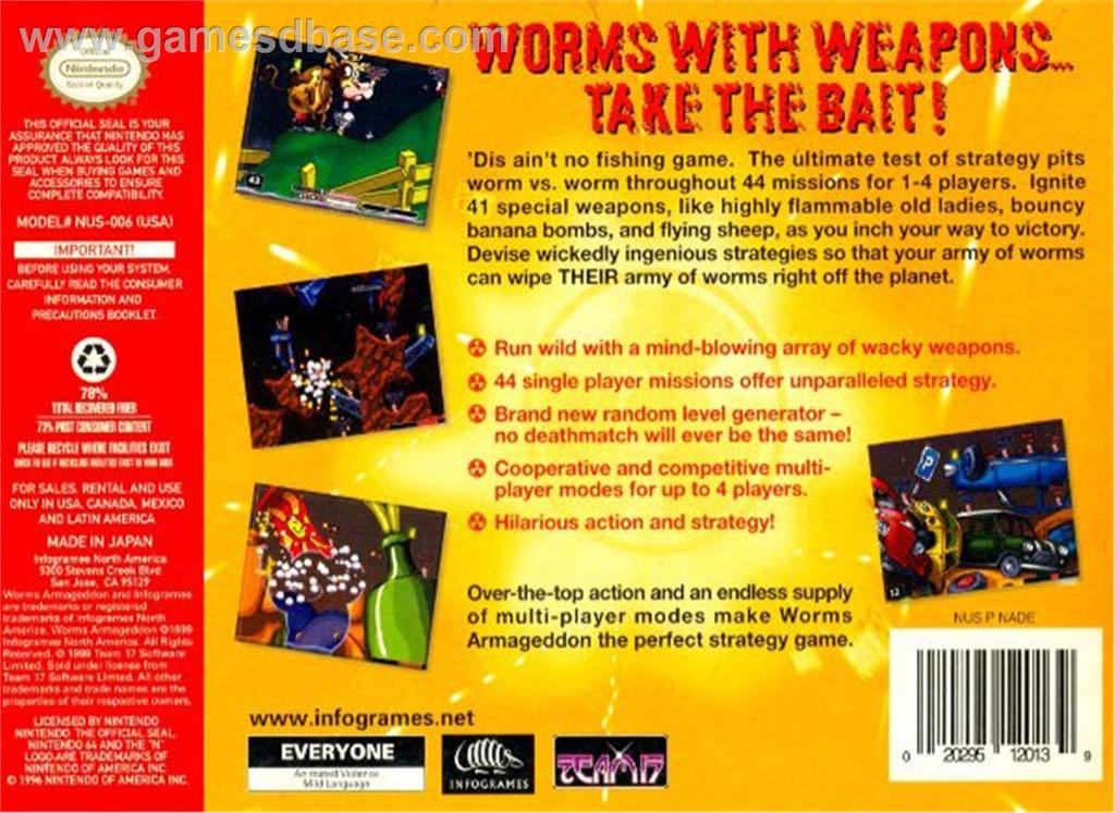 Worms Armageddon - Nintendo 64 (N64) (Team 17) video game collectible [Barcode 3546430004562] - Main Image 2