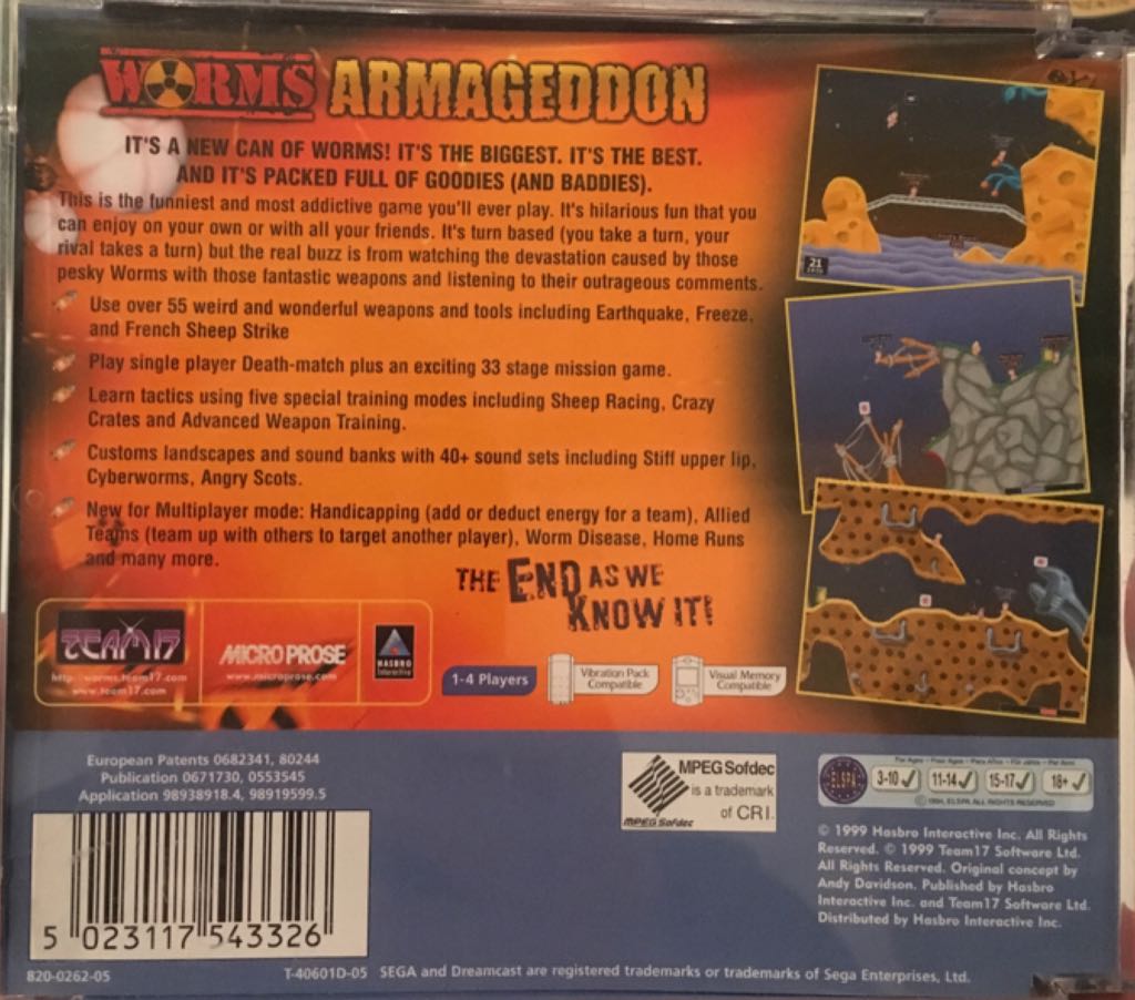 Worms Armageddon - Sega Dreamcast (Hasbro Interactive - 1-4 Players) video game collectible [Barcode 5023117543326] - Main Image 2