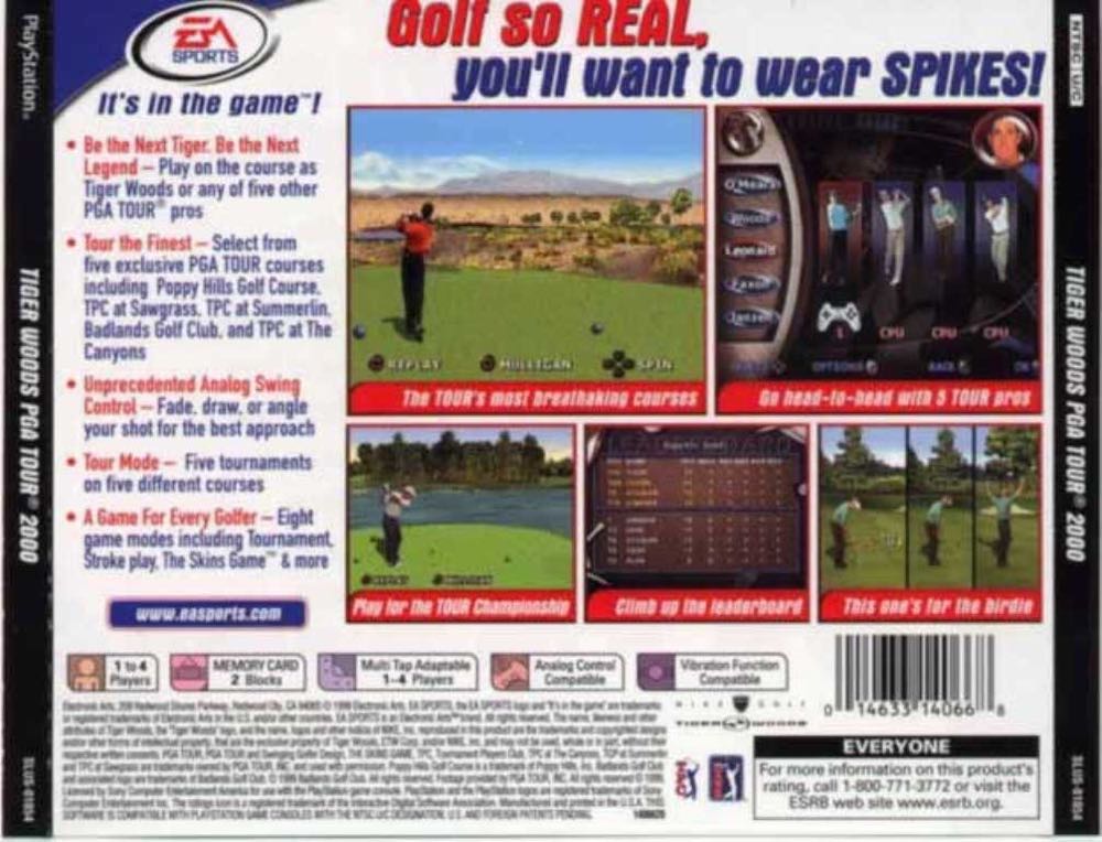 Tiger Woods PGA Tour 2000 - Sony PlayStation (Ea Sports - 1-4) video game collectible [Barcode 014633140668] - Main Image 2