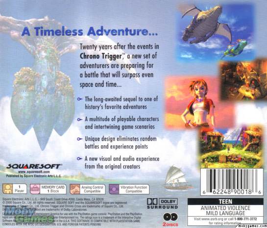 Chrono Cross - Sony PlayStation (SquareSoft - 1) video game collectible [Barcode 662248900186] - Main Image 2