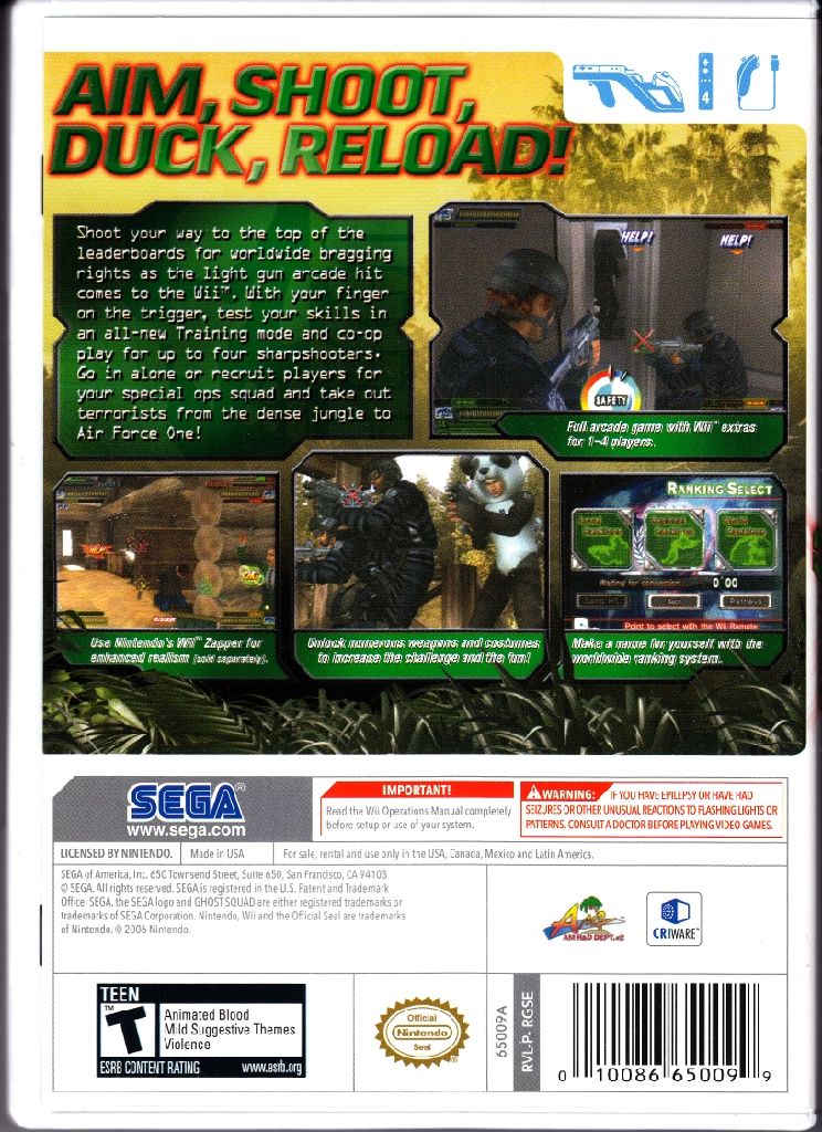 Ghost Squad - Nintendo Wii (SEGA of America, Inc. - 2) video game collectible [Barcode 0010086650099] - Main Image 2