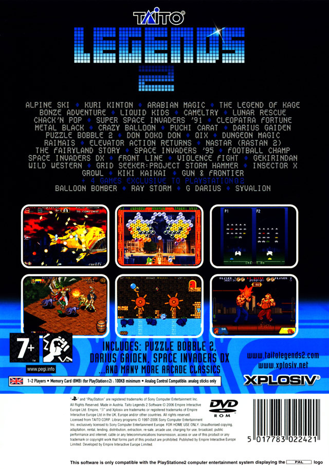 Taito Legends 2 - Sony PlayStation 2 (PS2) (Xplosiv - 1-2) video game collectible [Barcode 5017783022438] - Main Image 2