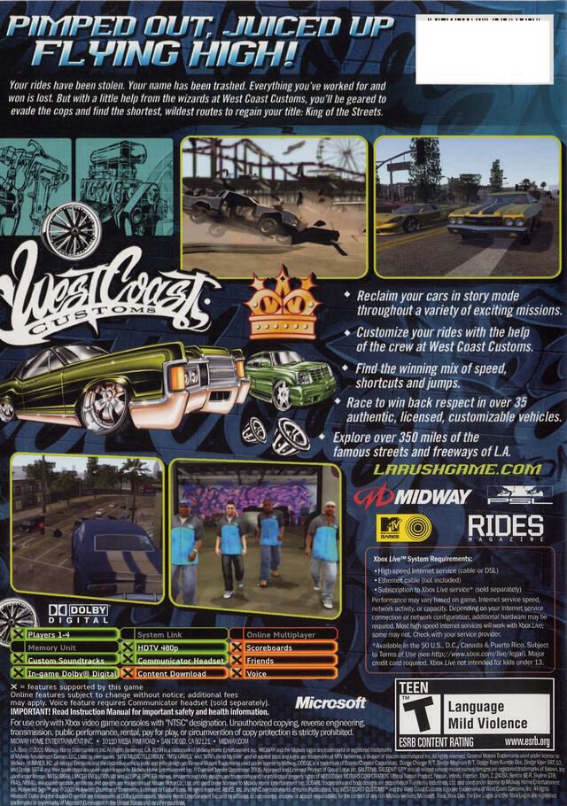 LA Rush - Microsoft Xbox (Microsoft - 1) video game collectible [Barcode 031719300709] - Main Image 2