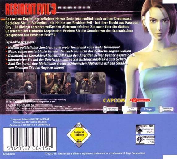 Resident Evil 3 Nemesis - Sega Dreamcast (Boite Et Notice - 1) video game collectible [Barcode 5028587084157] - Main Image 2