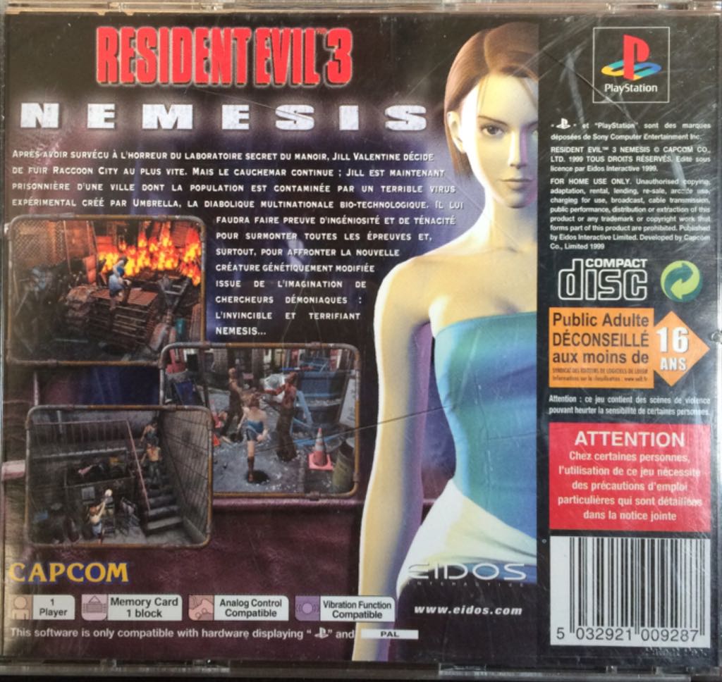 Resident Evil 3 Nemesis - Sony PlayStation (Capcom - 1) video game collectible [Barcode 5032921009287] - Main Image 2