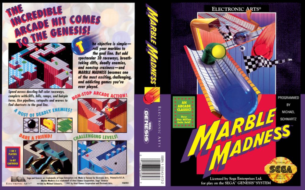 Marble Madness - Sega Genesis (Mega Drive) (Electronic Arts / Atari Games Inc. - 1-2) video game collectible [Barcode 014633070897] - Main Image 3