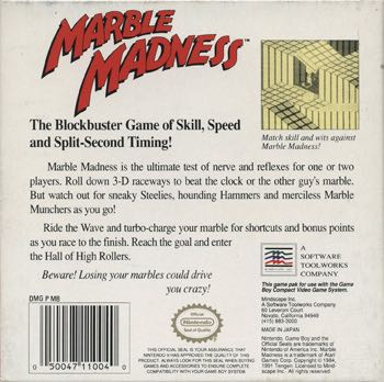 Marble Madness - Nintendo Game Boy (Mindscape) video game collectible [Barcode 050047110040] - Main Image 2