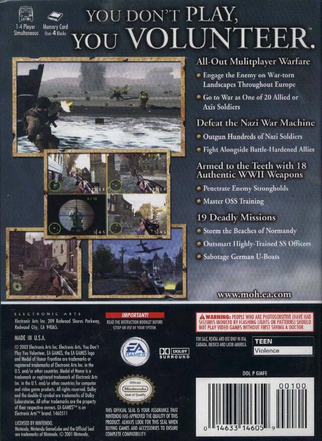 Medal Of Honor: Frontline - Microsoft Xbox ((EA) Electronic Arts - 1) video game collectible [Barcode 5030930031817] - Main Image 2