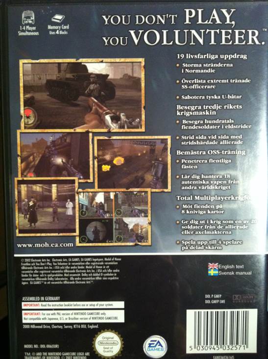Medal of Honor: Frontline - Nintendo GameCube (1-4) video game collectible [Barcode 5030945032571] - Main Image 2