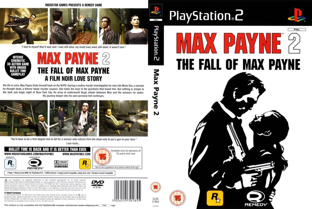 Max Payne 2 - The Fall of Max Payne - Sony PlayStation 2 (PS2) (Rockstar Games - 1) video game collectible [Barcode 5026555301893] - Main Image 2
