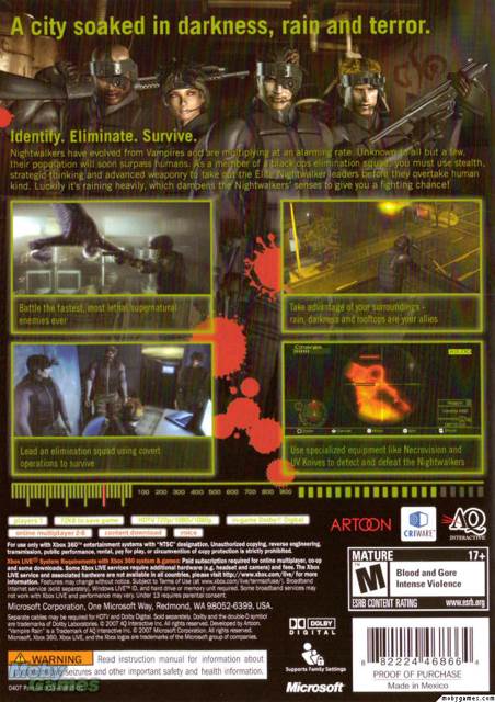Vampire Rain - Microsoft Xbox 360 (AQ Interactive - 1) video game collectible [Barcode 882224468664] - Main Image 2