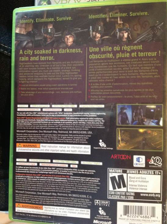 Vampire Rain - Microsoft Xbox 360 (AQ Interactive - 1) video game collectible [Barcode 882224468671] - Main Image 2