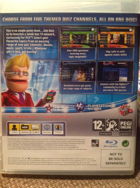 Buzz! Quiz TV - Sony PlayStation 3 (PS3) (Sony Computer Entertainment Europe - 8) video game collectible [Barcode 0711719941651] - Main Image 2