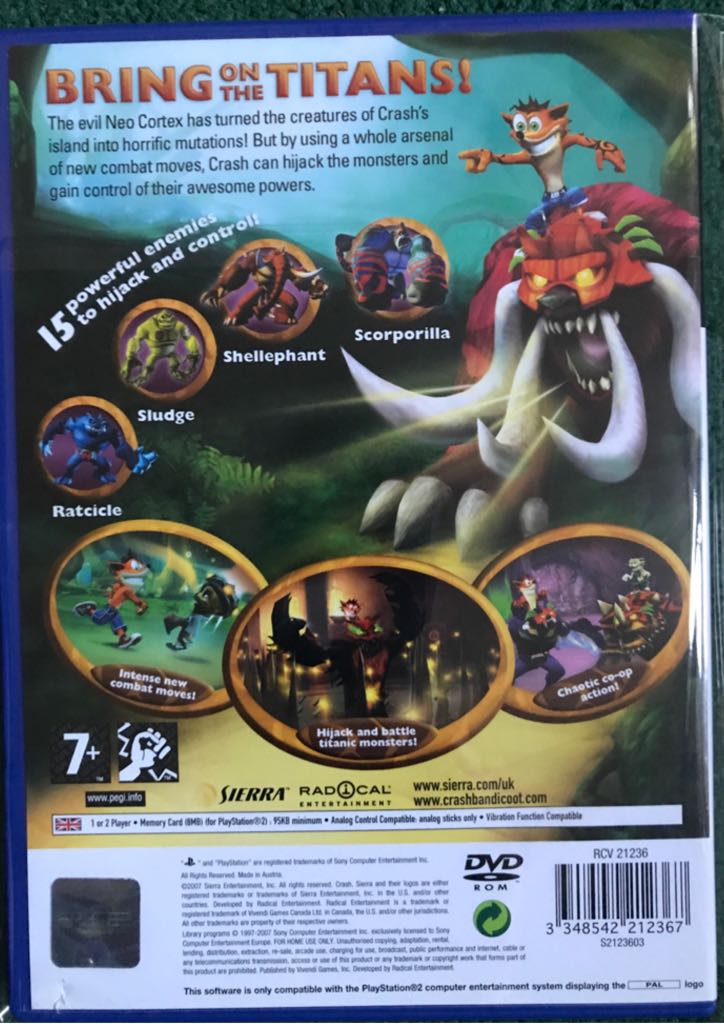 Crash of the Titans - Sony PlayStation 2 (PS2) (Sierra Entertainment - 1-2) video game collectible [Barcode 3348542212367] - Main Image 2