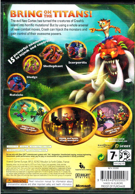 Crash of the Titans - Microsoft Xbox 360 (Sierra Entertainment, Vivendi Games - 1-2) video game collectible [Barcode 3348542212626] - Main Image 2