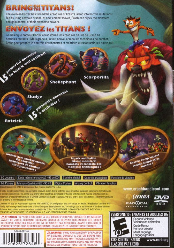 Crash of the Titans - Sony PlayStation 2 (PS2) (Sierra) video game collectible [Barcode 3348542213333] - Main Image 2