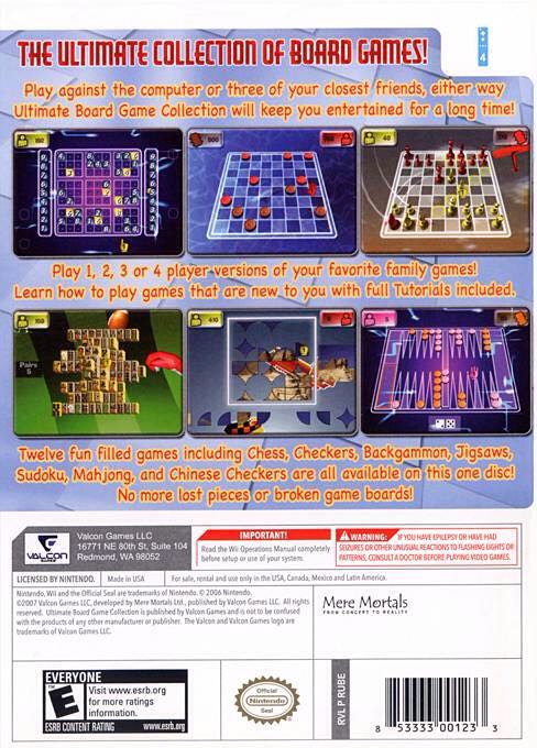 Ultimate Board Game Collection - Nintendo Wii (Valcon Games - 4) video game collectible [Barcode 853333001233] - Main Image 2
