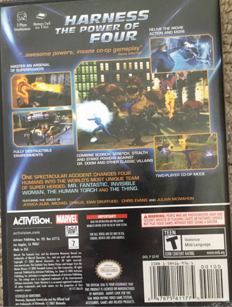 Fantastic Four - Nintendo GameCube (Activision/Marvel Games/20th Century Games) video game collectible [Barcode 047875811775] - Main Image 2