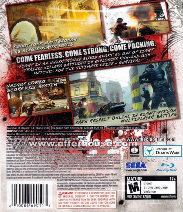 The Club - Sony PlayStation 3 (PS3) (Sega - 1) video game collectible [Barcode 5060138433915] - Main Image 2